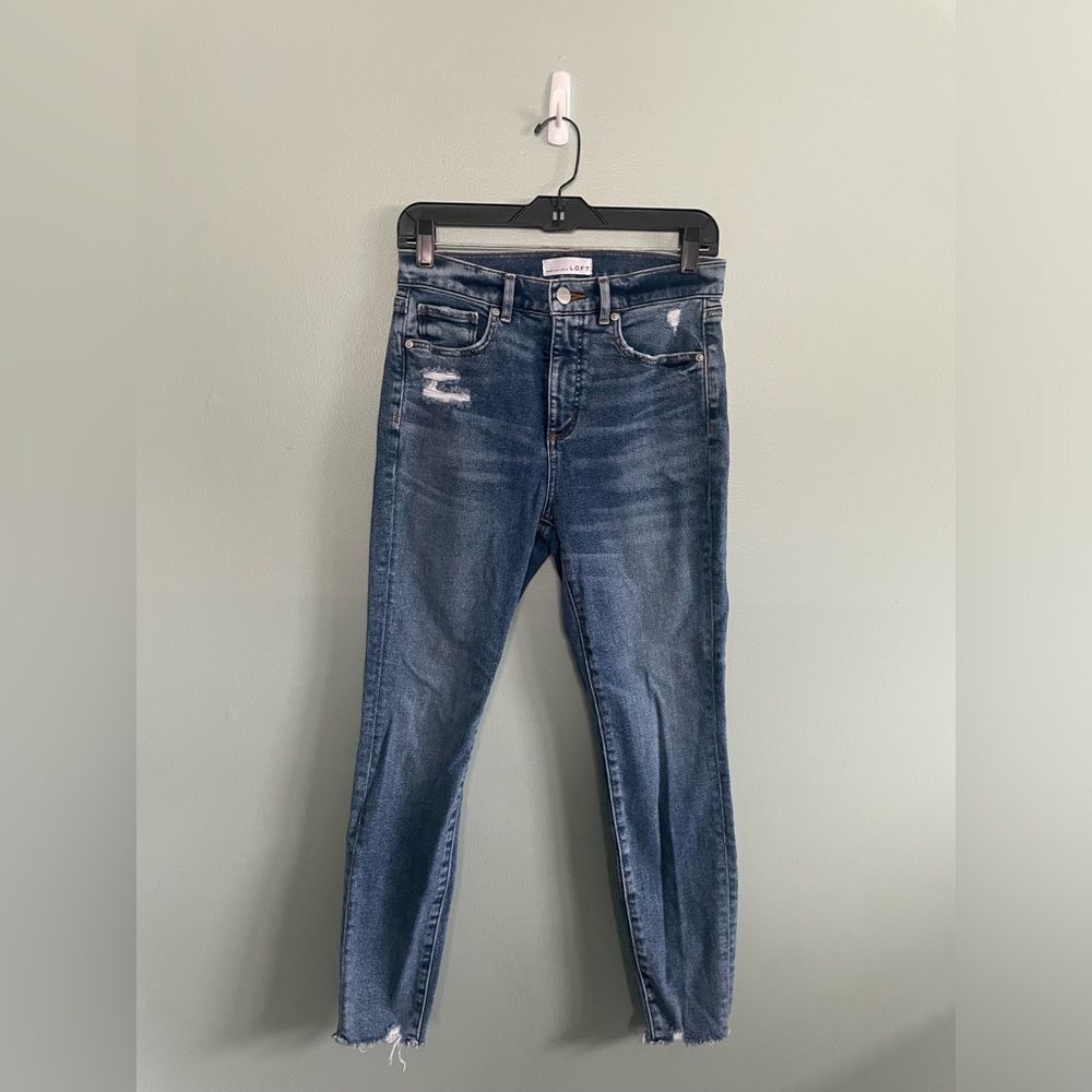 Loft Skinny High Waist Ankle Denim Medium Wash Blue Denim Jeans SZ 27
